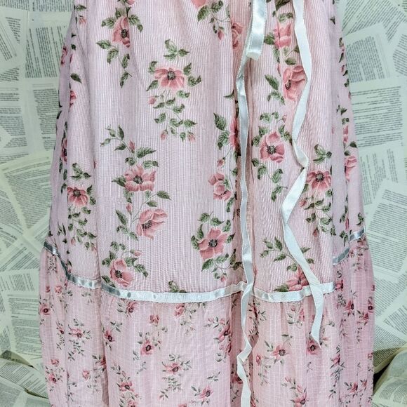 70's Pretty in Pink Vintage Prairie floral dress - Picture 5 of 10